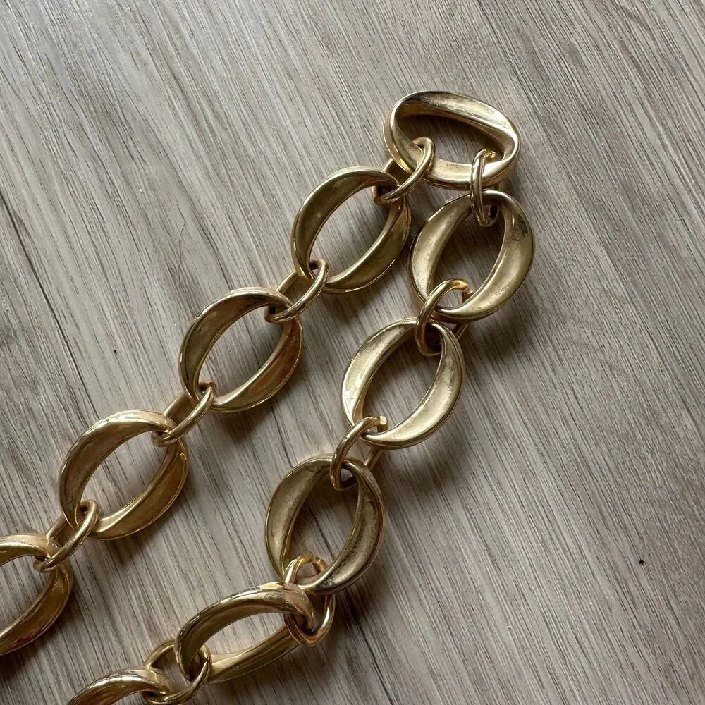 Chunky Gold Tone Chain Link Belt Belly Jewelry Hip Hugging One Size OS